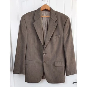 Chaps Ralph Lauren Mens Blazer Jacket Two Button Brown Herringbone 56 chest - Picture 1 of 11