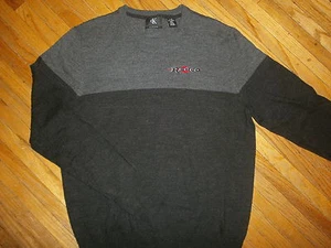 MAGLIONE RADCO logo ricamato Calvin Klein 100% lana merino grigio nero grande - Foto 1 di 3