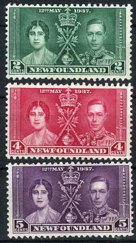 Newfoundland 191137 Coronation King George Queen Elizabeth MH (SC# 230-232) Cover
