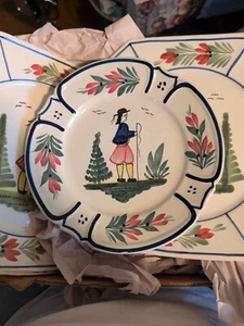 1 ANTIQUE QUIMPER TRADITION PEASANT PLATE Late 1800s - Very Early 1900s - Picture 1 of 20