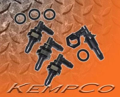 (4) 1/4" cotovelo de anteparo de barra de mangueira com porca sextavada e arruela Buna-N, compatível com combustível - Imagem 1 de 3