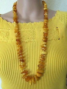 Baltic Egg Yolk Amber Butterscotch Necklace 80's - Picture 1 of 9