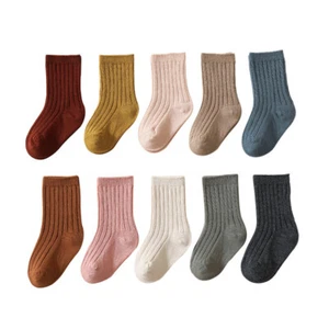 2 pares de calcetines para bebé niños niños niñas invierno cálidos color liso 0-8 años - Imagen 1 de 23