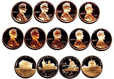 Centavo Lincoln S 2000-2009 bonito juego de 13 monedas de prueba Foto 1 de 2