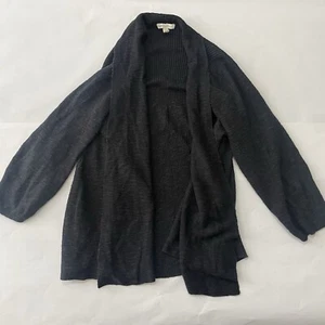 Eileen Fisher Women’s Medium 3/4 Sleeve Open Cardigan Sweater Hemp Black - Picture 1 of 6