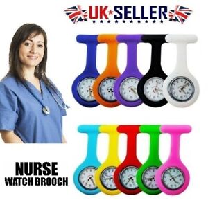 Nurse Quartz Watch Tunic Fob Pocket Brooch Silicon Washable + FREE BATTERIES Inc