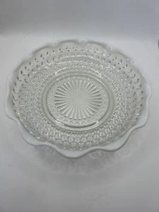 Vintage Fenton Moonstone White Opalescent Hobnail Ruffled Glass Dish 7.5” x 1.5” - Picture 1 of 6