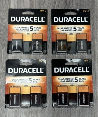 LOT OF 4 Duracell Coppertop 9V Battery - Pack of 2X4= TOTAL 8 EXP: 2027+ - Image 1 of 2