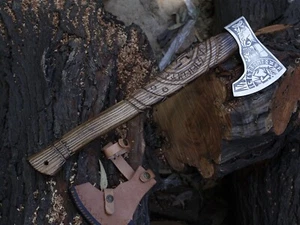 EDC Viking axe Hand made carbon steel Blade Camping Tomahawk Axe W/L/Sheath - Picture 1 of 18