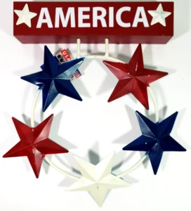 Patriotic Metal Star Wall America Hanging Art 13.25" x 12" x 1.5" NWT - Picture 1 of 11