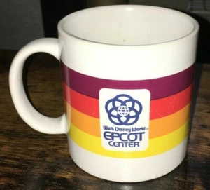 Vintage 1982 Walt Disney World Epcot Center Coffee Cup Mug Rainbow Stripe Japan - Picture 1 of 3