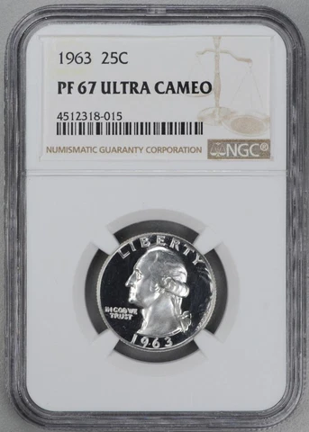 1963 Proof Washington Quarter NGC PF 67 Ultra Cameo Cover