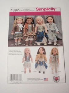 Simplicity 1392 18” Doll Clothes Pattern UNCUT FF - Picture 1 of 3
