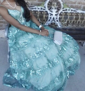 Size XS-S Turquoise Homecoming Dress - Picture 1 of 6