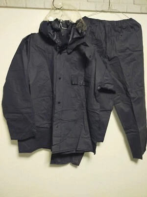 Retro navy vinyl rainsuits jacket and pants rough surface PVC - Image 1 of 4