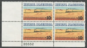US. 1506. 10c. Wheat Fields & Train, Rural America. Plate Block of 4. MNH. 1974 - Picture 1 of 2
