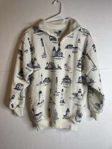 Vintage Lighthouse Cardigan Jacket Women's Size Medium Art Unlimited USA Made - Picture 1 of 6