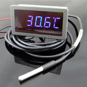 12V DC F/C Blue LED Digital Car Temp Meter Thermometer -55-125°C DS18B20 Sensor - Picture 1 of 6