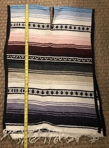 Mexican Blanket Vest Serape Poncho Vintage 70s Biker Boho Hippie Surfer - Picture 1 of 3