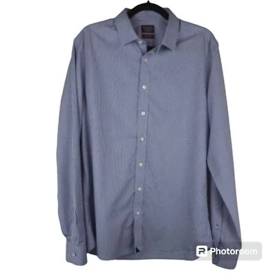 UNTUCKit синий и белый в тонкую полоску длинным рукавом рубашка на пуговицах размер большой - Изображение 1 из 4