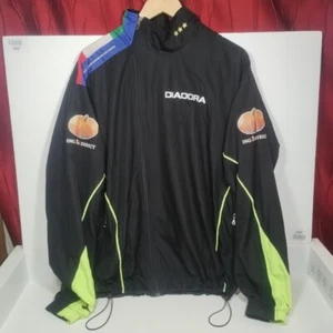 Diadora Italia Referee Training Jacket XL Black/Coloured Trim Full Zip Vintage - Picture 1 of 24