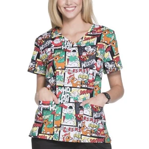 Rudolph the Red Nose Reindeer Christmas Women's Graphic Cartoons Scrubs NEW - Picture 1 of 1