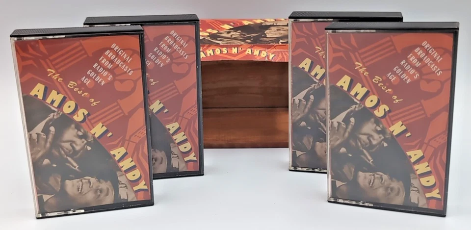 Vintage The Best Of Amos N Andy 4 Cassette Tape Collection in Wood Crate - VG! Foto 1 de 4