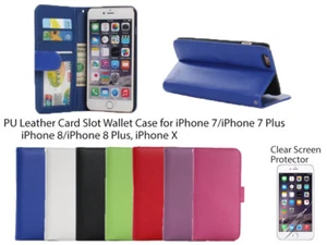 For iPhone 7/7 Plus iPhone 8 8 Plus/ iPhone X Flip card slot wallet cover case - Picture 1 of 9