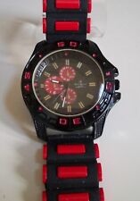 Men's Black & Red Silicon Band Fashion Wrist Dressy Casual Hip Hop Watch