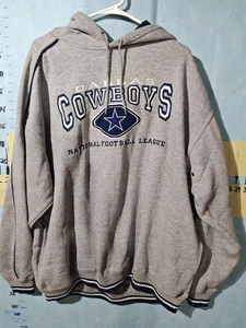 Dallas Cowboys Sweatshirt Mens XL Gray Blue NFL Football Pullover Raglan Hoodie - Picture 1 of 11