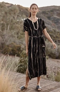 J. Jill Pure Jill Tie-dyed Kaftan Black Size 2X Waist Tie - Picture 1 of 6