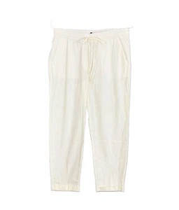 J.CREW Linen-Blend Slim Wide-Leg Drawstring Pants 0 White Elastic Waist - Picture 1 of 7