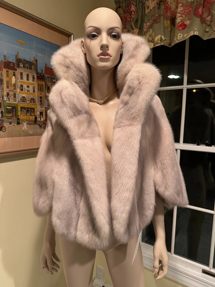 Turmalina Zafiro Visón PIEL ESTOLA NOCHE ENVOLTURA HOMBRO Chal ENCOGERSE DE HOMBROS Capa Novia Foto 1 de 4