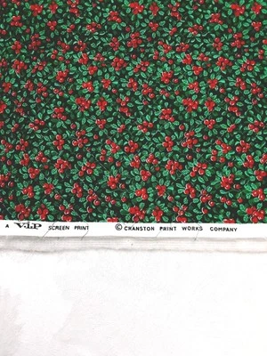 VIP Cranston Print Works Fabric Quilted Small Holiday Floral Berries 2 Yds  - Image 1 of 3