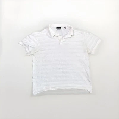 Camisa Emporio Armani Hombres Blanca XL Blanca Polo Rayas Manga Corta Pullover Preppy Foto 1 de 4