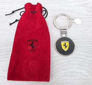 FERRARI SUPERCAR FORMULA 1 METAL KEYRING FOB CARBON FIBRE GENUINE POUCH OFFICIAL - Picture 1 of 5
