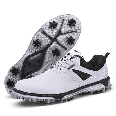 2025 Nuevos Zapatos de Golf para Hombres Blancos 8.5 Picos Fijos Hombres Tenis de Golf Calzado de Golf Foto 1 de 4