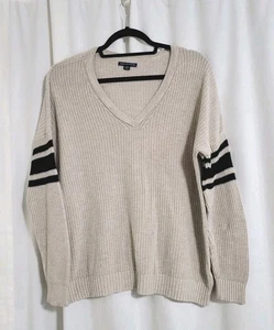 American Eagle Varsity Strickpullover Gr. Lg beige V-Ausschnitt 90er Style Y2K - Bild 1 von 6