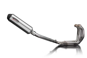 Delkevic Complete Exhaust 13.5 Inch XOval Brushed Stainless Muffler for FZR600R - Picture 1 of 5