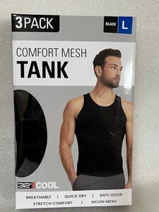 Camiseta sin mangas 32 Degrees para hombre cómoda malla paquete de 3 secado rápido antiolor negra grande - Imagen 1 de 8