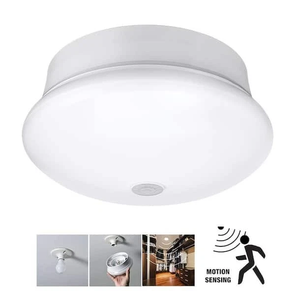 Commercial Electric Spin Light 7 In. 4000k White LED Flush With Motion Sensor