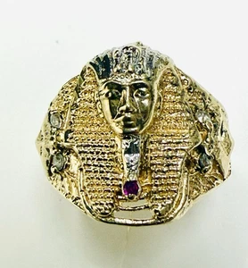 10K Solid Yellow Gold Pharaoh Egypt King Ring Size 12  ~  7.2 Grans - Picture 1 of 7