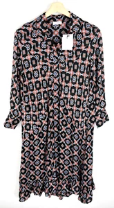 SANDRO  Dress Womens (EU) 38 Pattered Buttons Spread Neck Midi - Picture 1 of 8