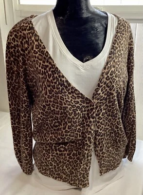 Cárdigan mujer New York And Company estampado leopardo talla grande Foto 1 de 4