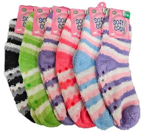 Women Non-Slip Grip Socks Super Soft Winter Cozy Slipper Sock Size 9-11 6 Pairs - Picture 1 of 5