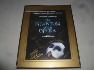 FRAMED MATTED CAST SIGNED THE PHANTOM OF THE OPERA PRINT POSTER AUTOGRAPHS 1990S - Picture 1 of 11