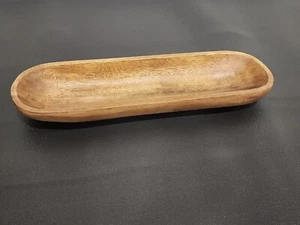 Hand Carved Philippine Wood Dough Bowl Trencher Farmhouse Home Decor 18” Long - Picture 1 of 1