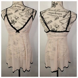 Vestido Hanky Panky Chemise Mediano Seer Malla Encaje Ribete Hada Lunares Rosa - Imagen 1 de 10