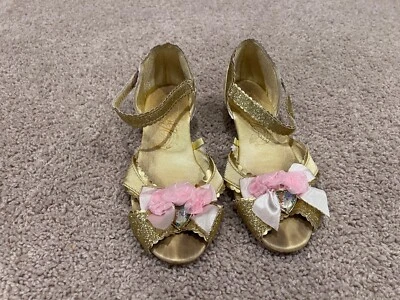 Disney Princesa Bella Oro Brillo Sandalia Zapatos La Bella y la Bestia 2/3 Rosa CA Foto 1 de 4