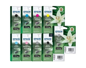 Lote de tintas originales Epson T0591 T0592 T0593 T0594 T0595 T0596 T0597 T0598 T0599 - Imagen 1 de 9